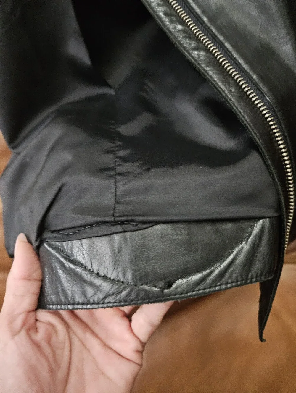 Banana Republic Men’s Black Leather Bomber With Harley Davidson Patch Small